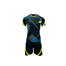 Sublimated Football Kit Black Neon Yellow