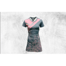 Sublimated Netball Dress Grey with Pink