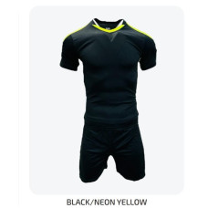 Men's Soccer Kit Black Neon Yellow